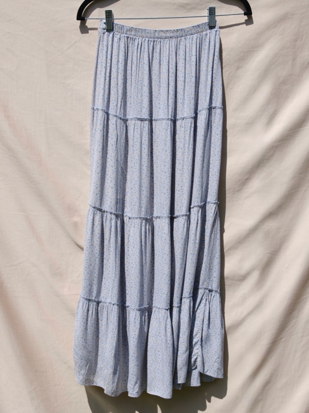 Brandy Melville Light Blue Maxi Skirt with Tiny Ditsy Floral Print